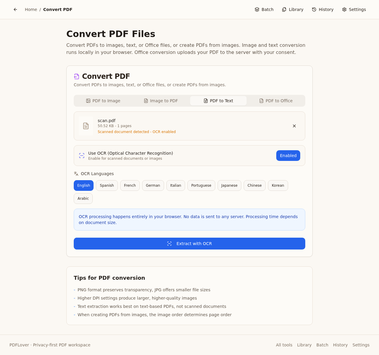 Image-only synthetic English scan selected for PDFLover OCR